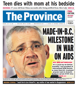 The Province - B.C. research spurs UN to focus on treatment of HIV