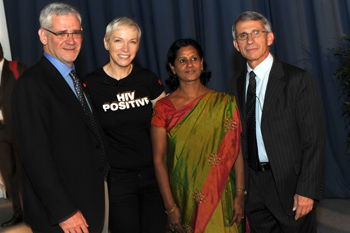 Left to right: Dr. Julio Montaner, Annie Lennox, Naina Rani, Dr. Anthony Fauci